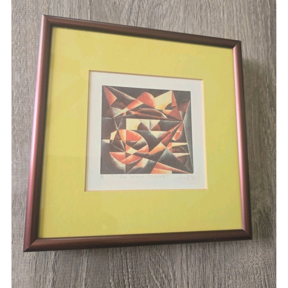 Signed Cubisim Futurist Art Print Framed Vintage " The Second Bishop"